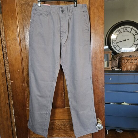 Old Navy Gray Khakis Mens Pants 31 X 32   Broken Straight Droit Aspect Porte NEW - Picture 2 of 8